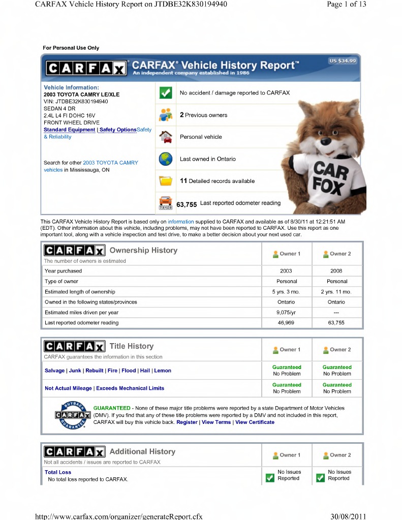 Vehicle Information:: Ownership History | PDF