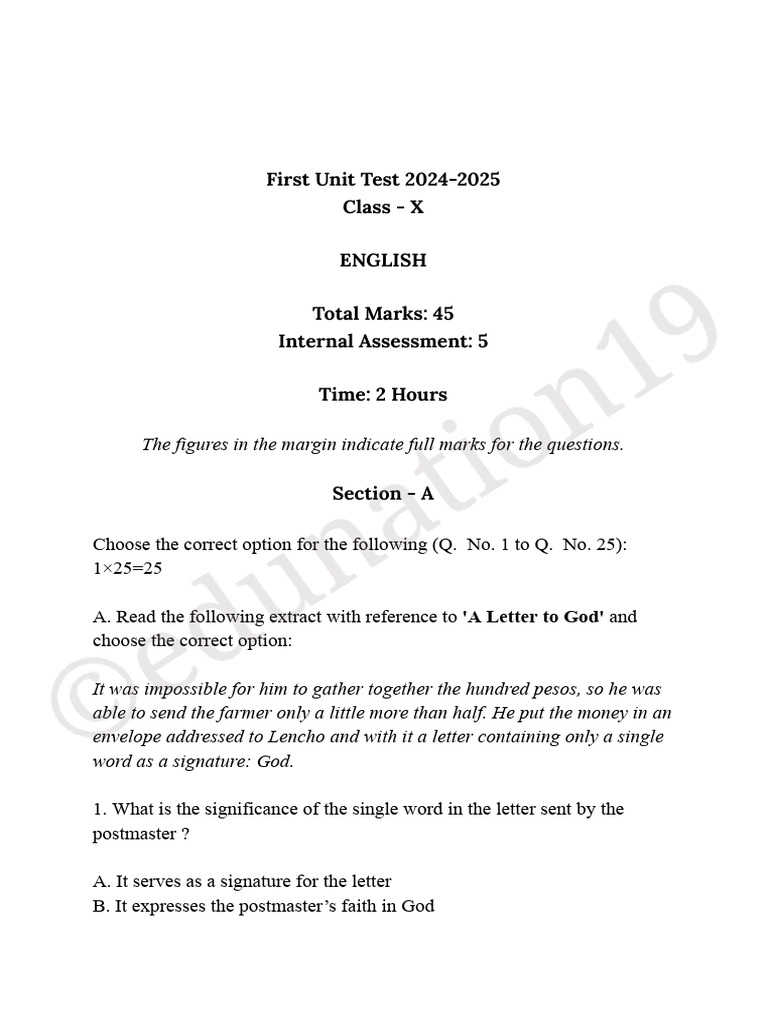 Class 10 Model Paper2 Edunation19 | PDF | Nelson Mandela