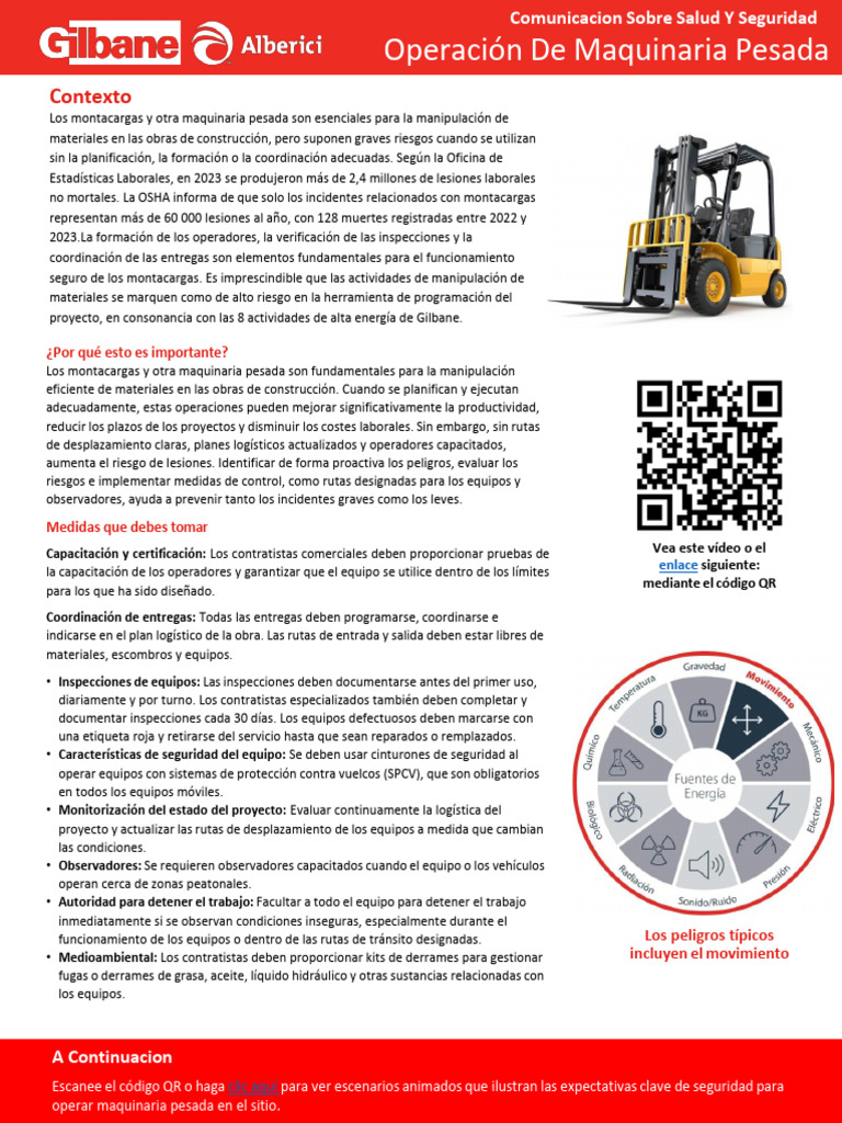 GHS 005 - Spanish - Safety Alert - Operating Heavy Machinery | PDF ...