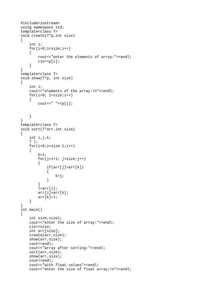 C++ Array Sorting and Display Program | PDF