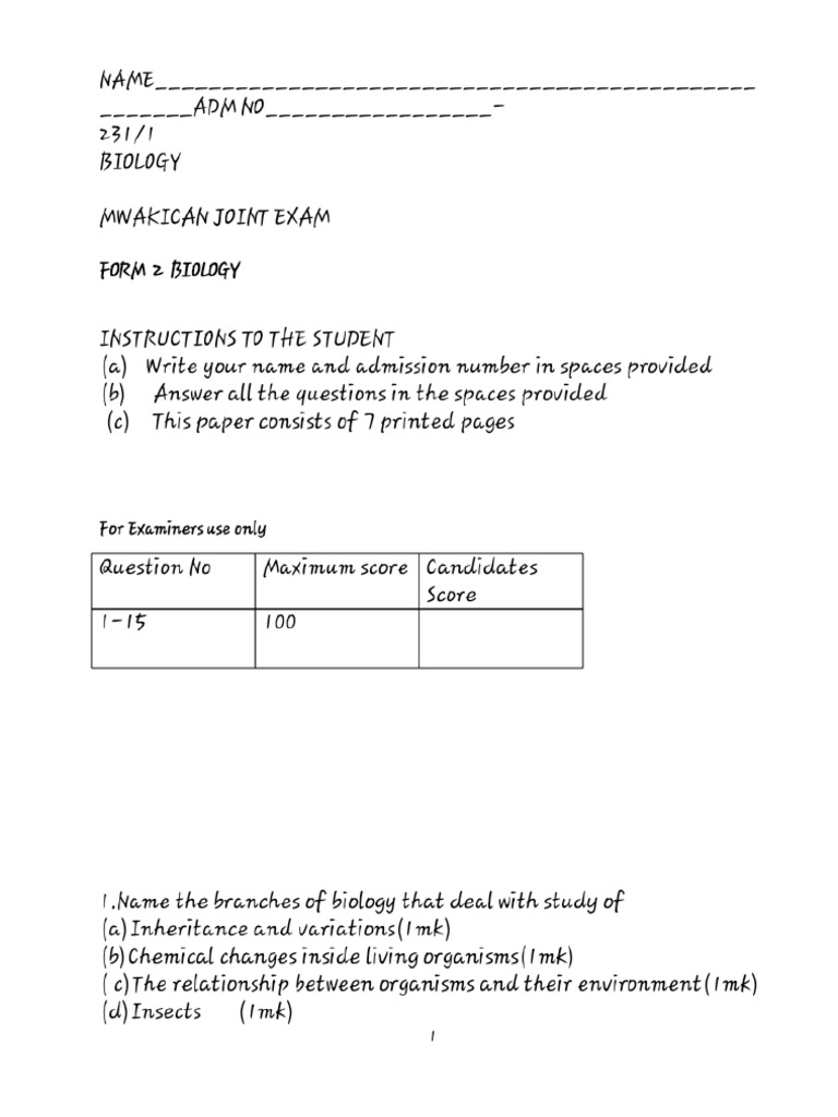 Biology Form 2 Mod23042022001 | PDF
