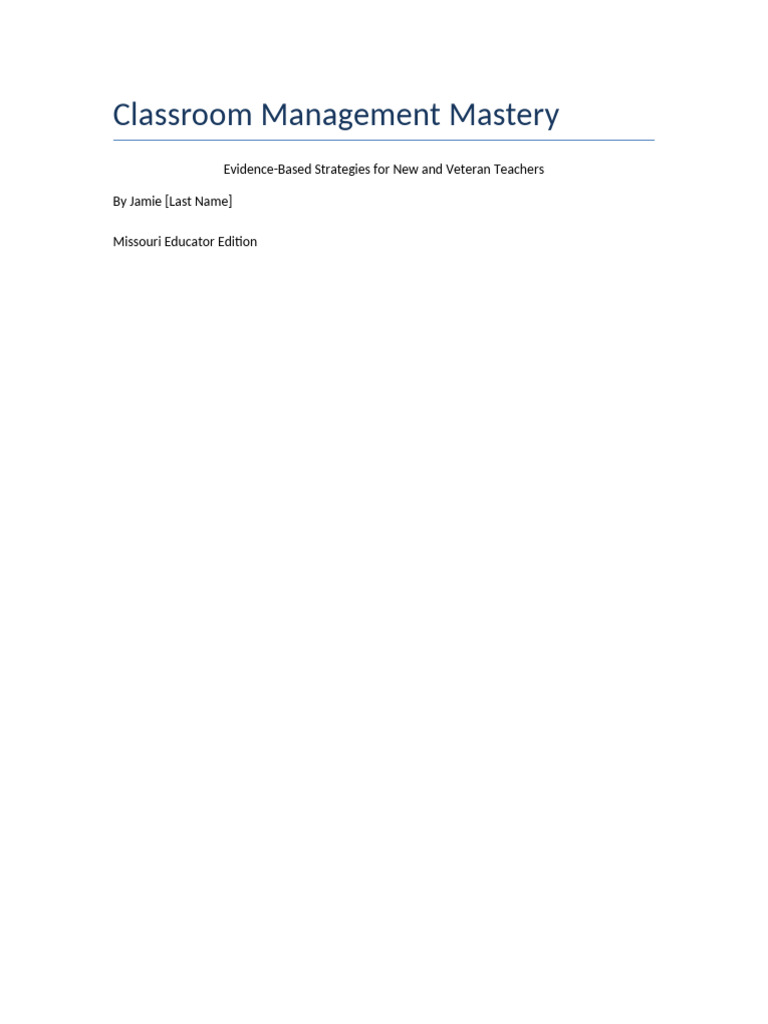 Classroom Management Strategies for Teachers | PDF | Classroom ...