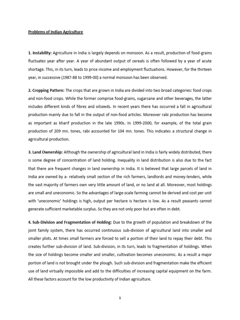 Challenges in Indian Agriculture | PDF | Agriculture | Loans