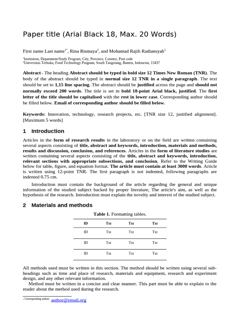 Research Article Formatting Guide | PDF | Abstract (Summary) | Written ...