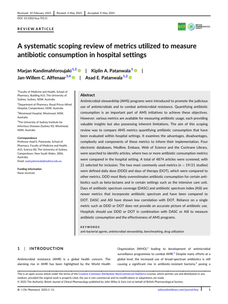 A Systematic Scoping Review of Metrics Utilized To Measureantibiotic ...