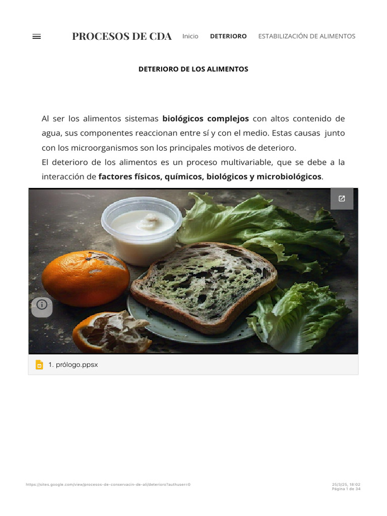 Causas y Factores del Deterioro Alimentario | PDF | Alimentos | Enzima