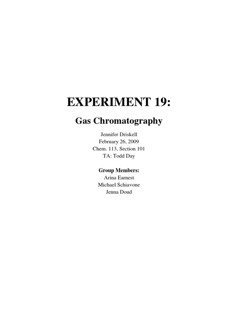 Chem. 113 Formal Report | PDF | Gas Chromatography | Chromatography