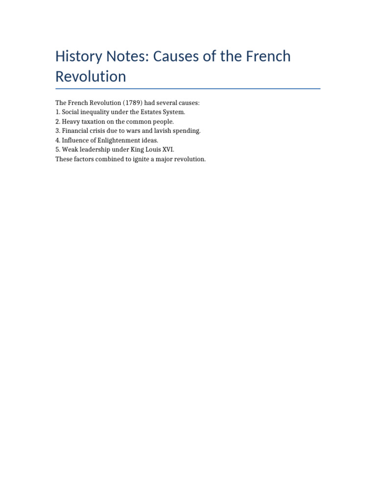 Causes of the French Revolution Explained | PDF