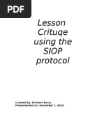 SIOP Lesson Plan (6) 4-17-13 | Lesson Plan | Vocabulary