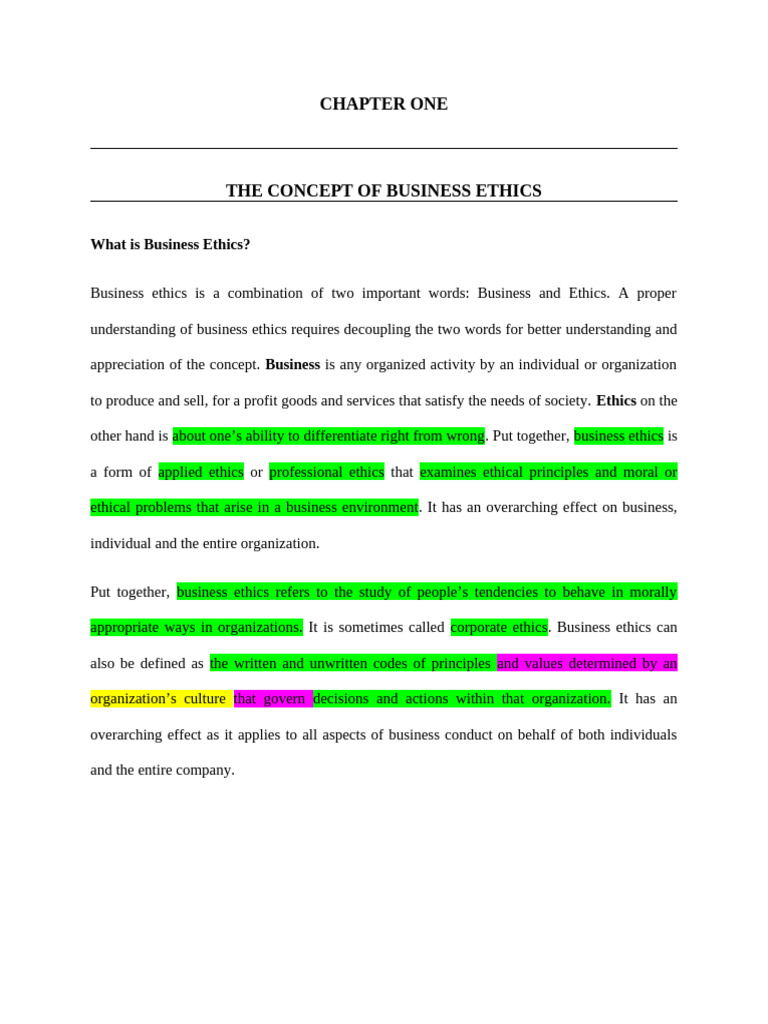 Topic 1 The Concept of Ethics | PDF | Morality | Employment
