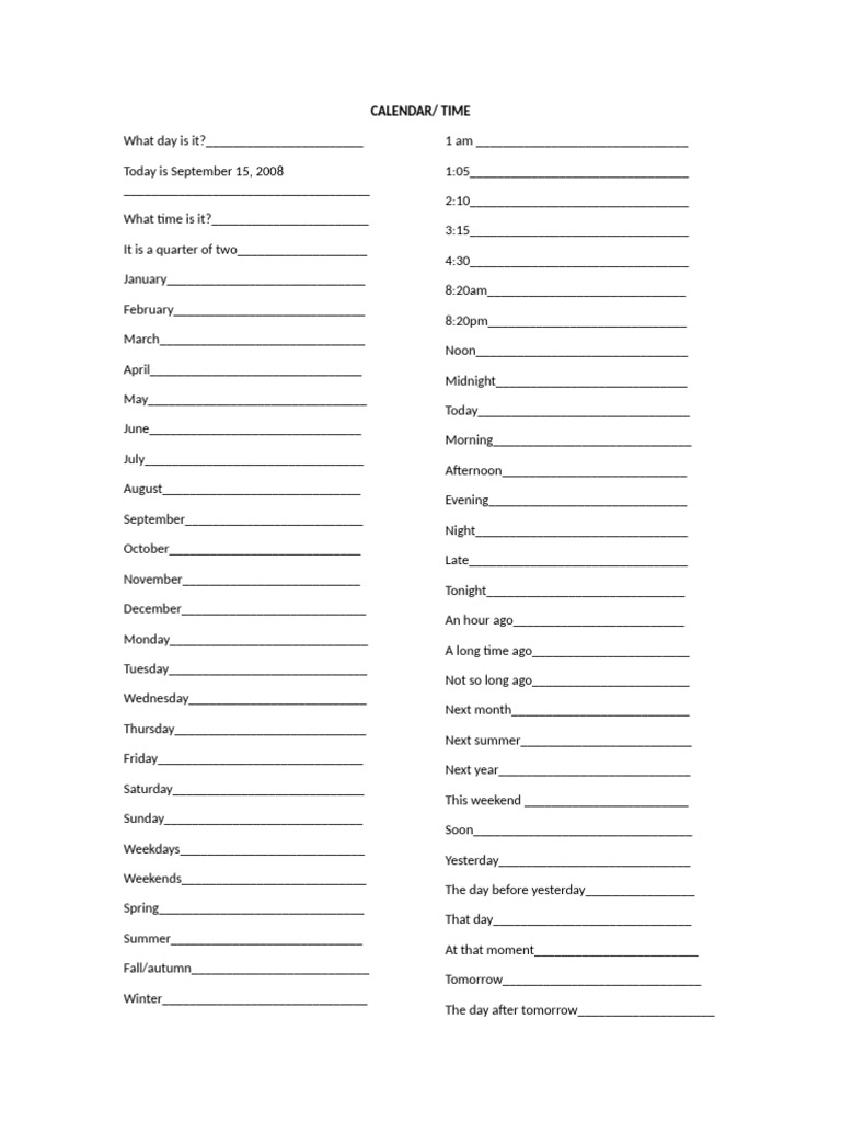 Calendar and Time Reference Guide | PDF