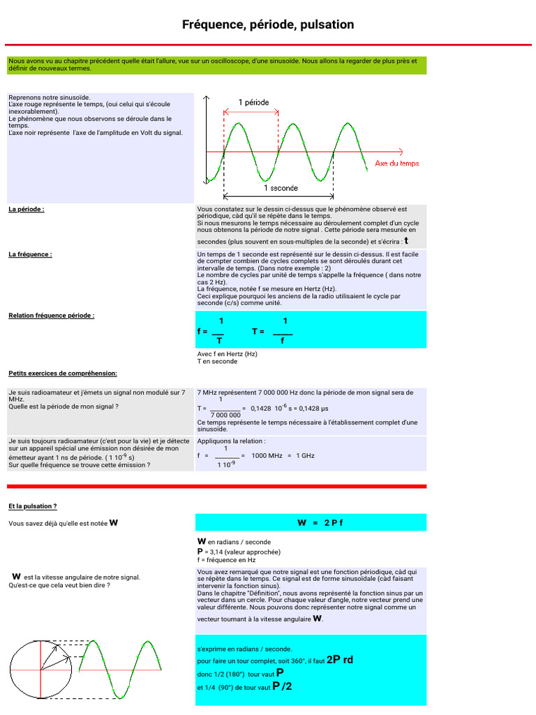Fréquence et pulsation des signaux | PDF | Fréquence | Hertz