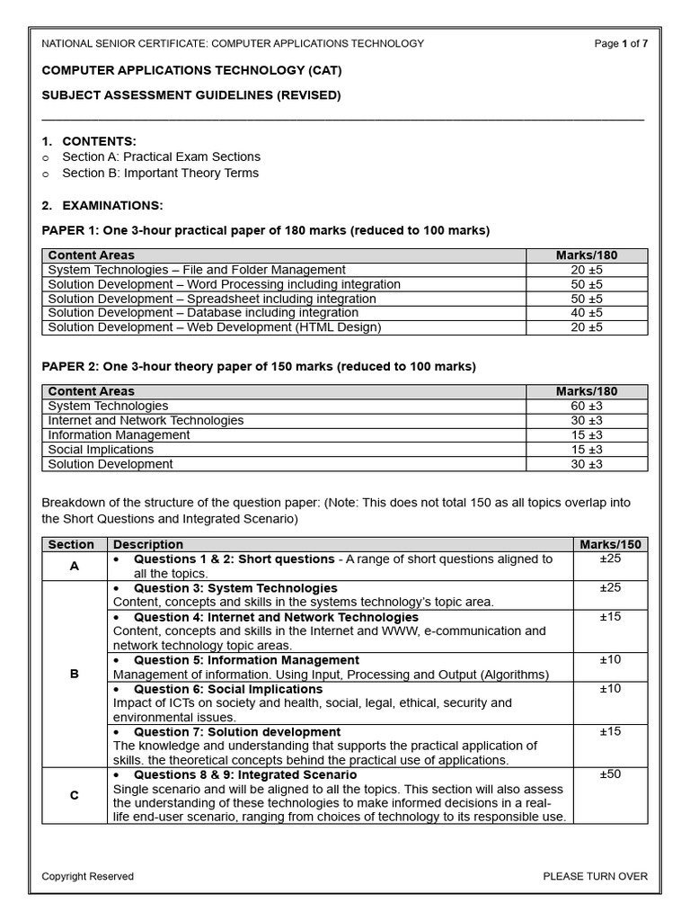 CAT Assessment Guidelines Overview | PDF | Spreadsheet | Computer ...