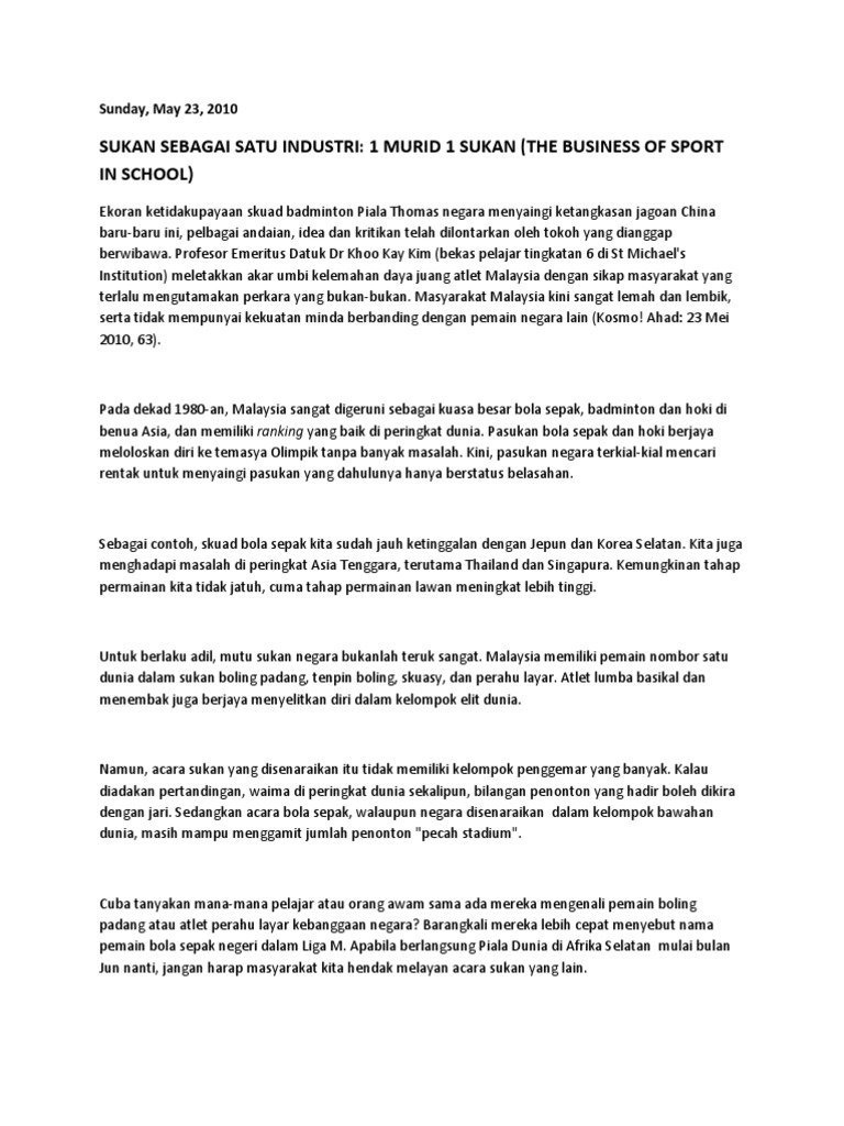 Huda Sukan Sebagai Industri Pdf