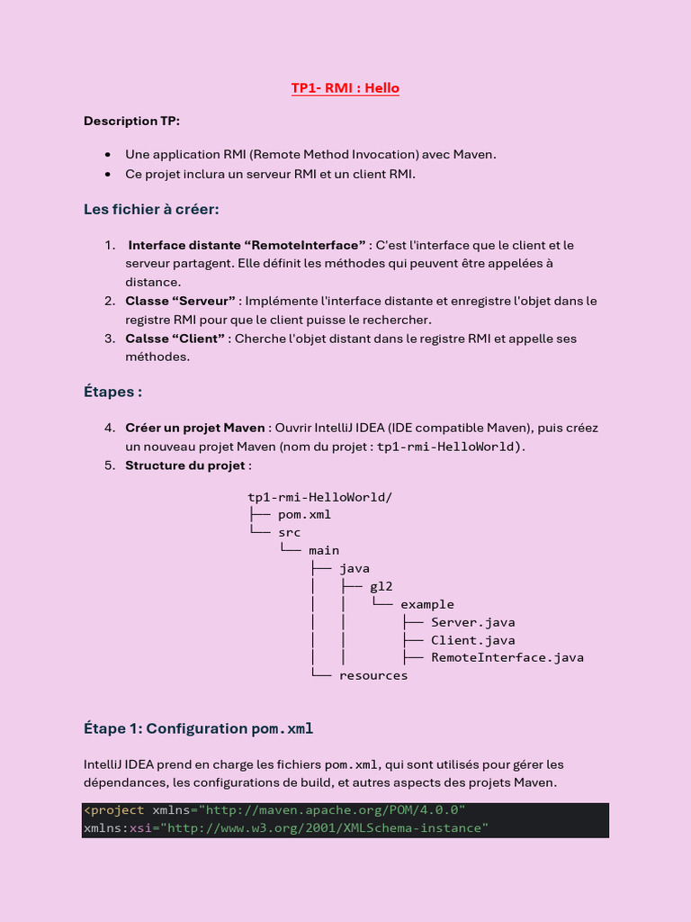 Application RMI avec Maven: Guide TP | PDF | Java (Langage de ...