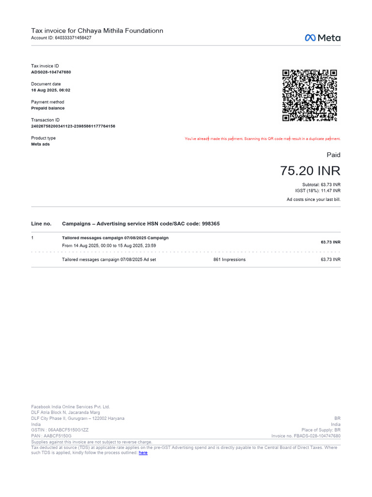 2025-08-16T06-02 Tax Invoice #26 | PDF | Invoice | Government Finances