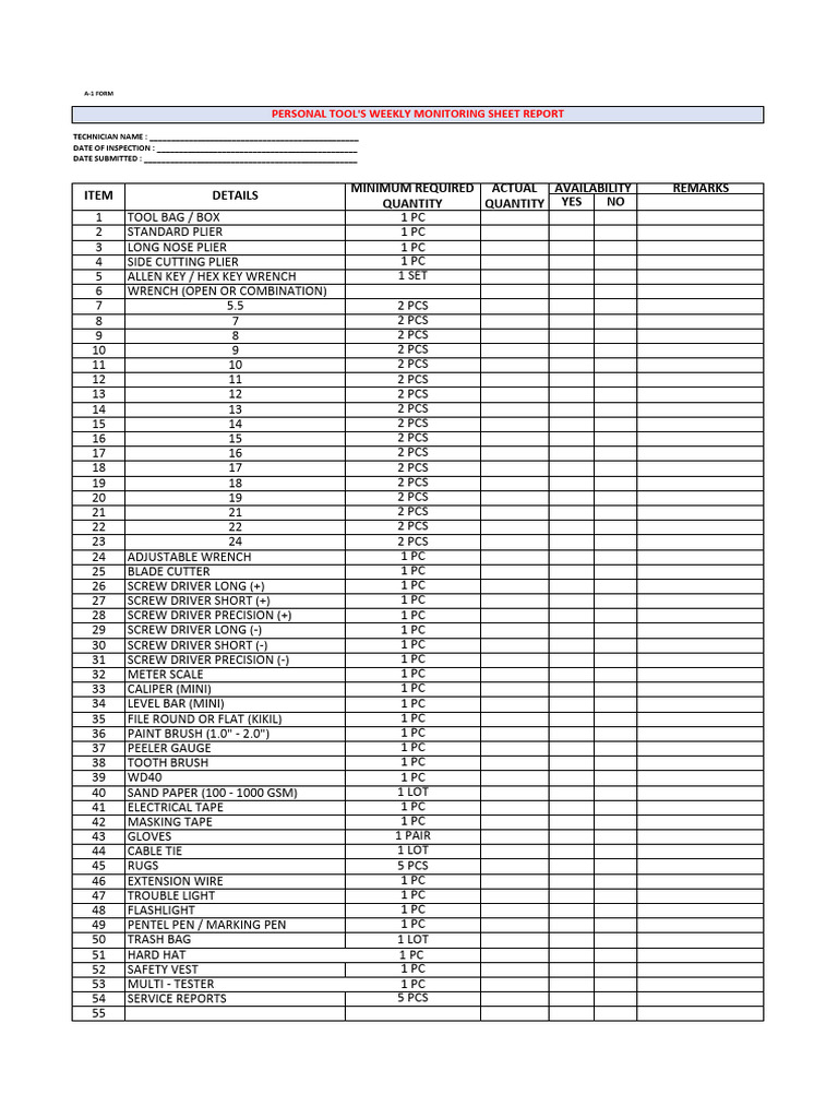 Personal Tool Monitoring Report | PDF | Screw | Personal Computers