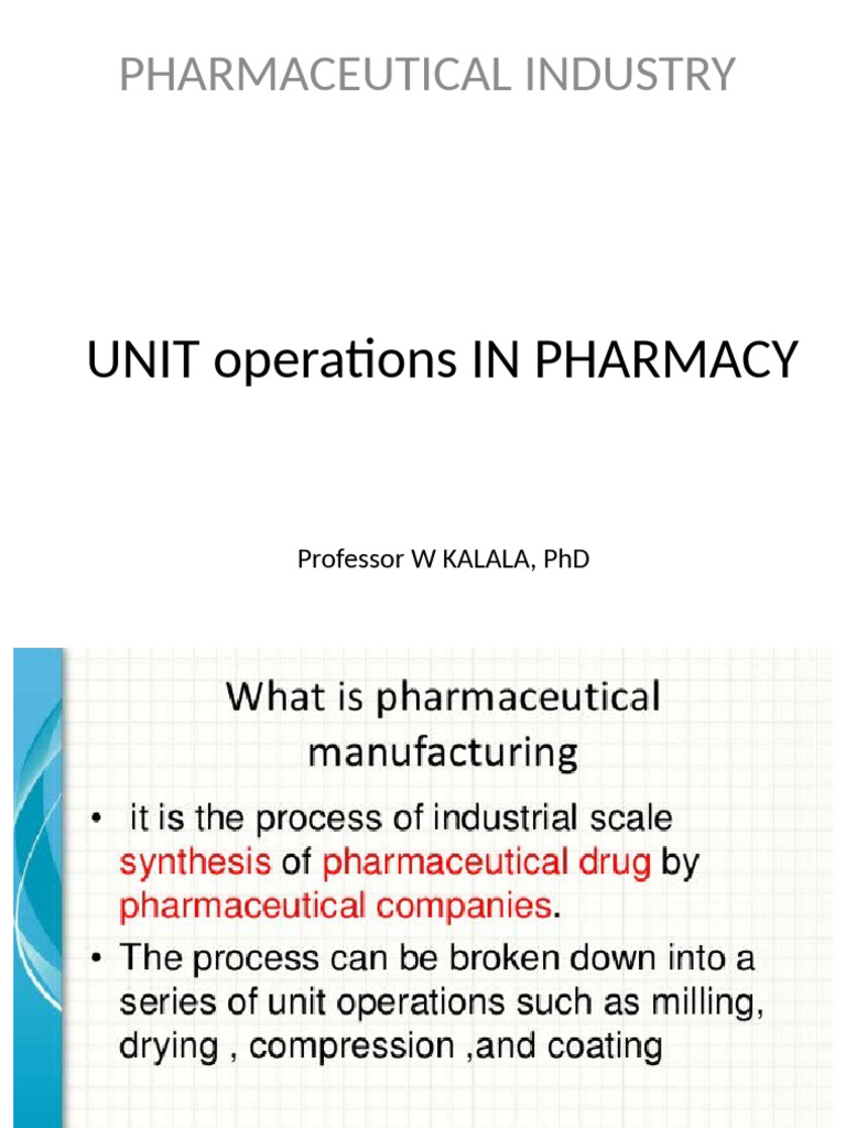 Unit Operations in Pharmacy Processes | PDF