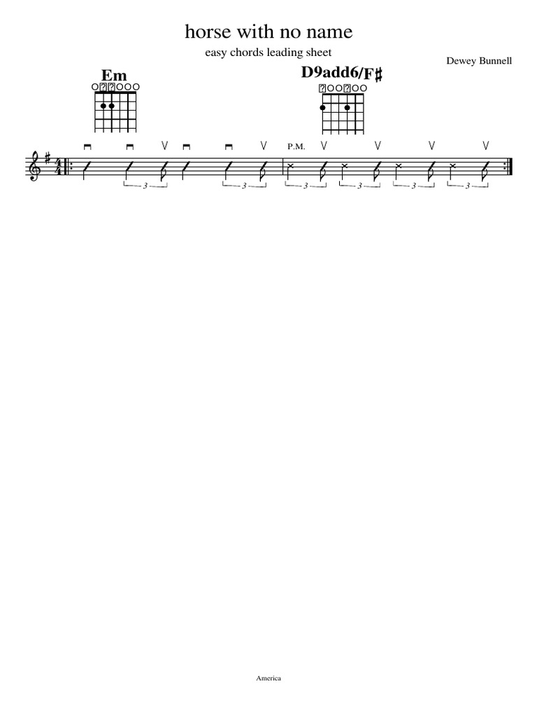 Horse With No Name (Easy Chords Leading Sheet) | PDF