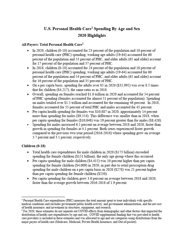 2020 U.S. Health Care Spending by Sex | PDF | Medicare (United States ...