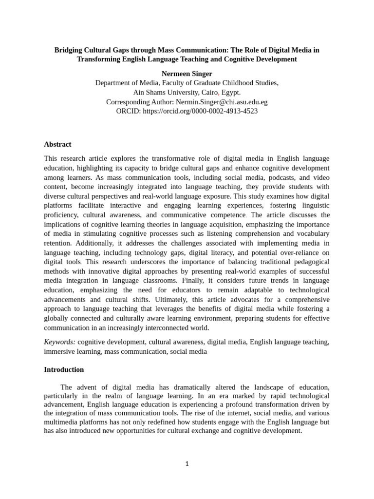 Bridging Cultural Gaps Through Mass Communication The Role of Digital ...
