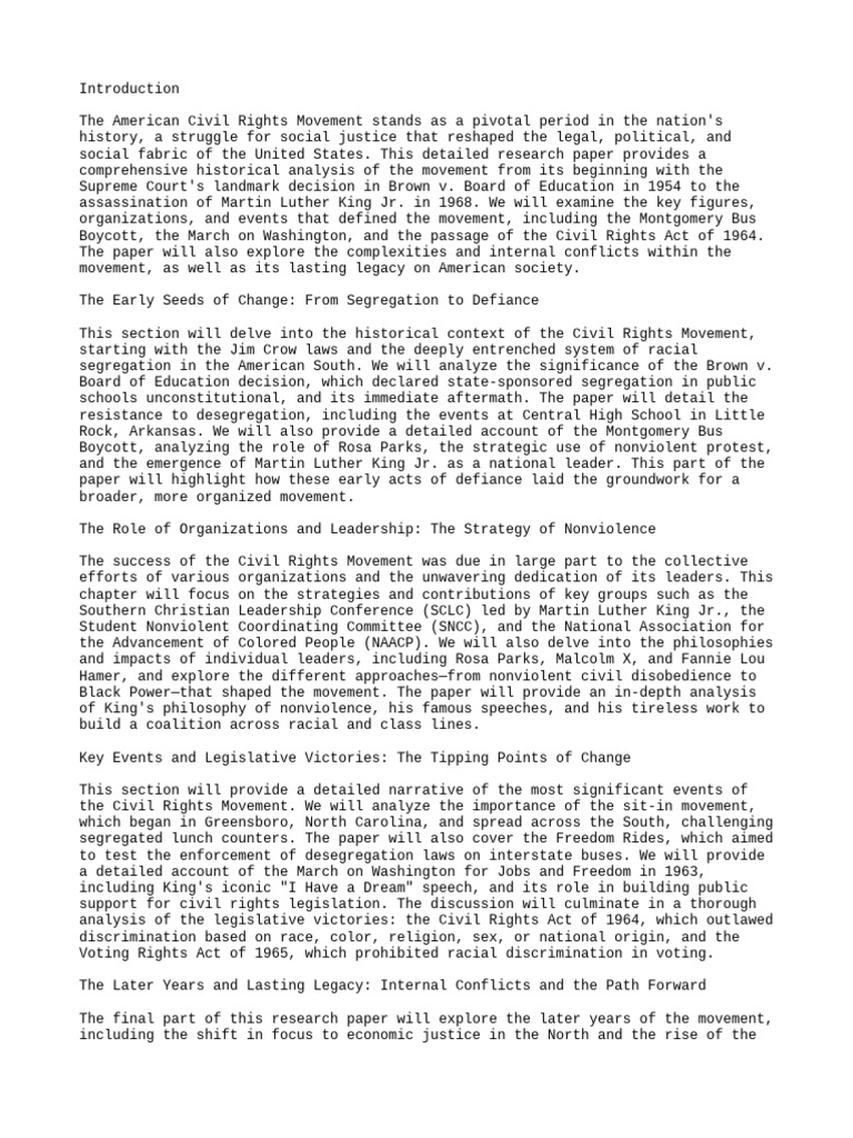 A Historical Analysis of The American Civil Rights Movement (1954-1968 ...