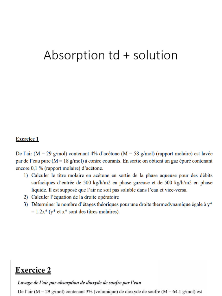 Absorption TD + Solution | PDF