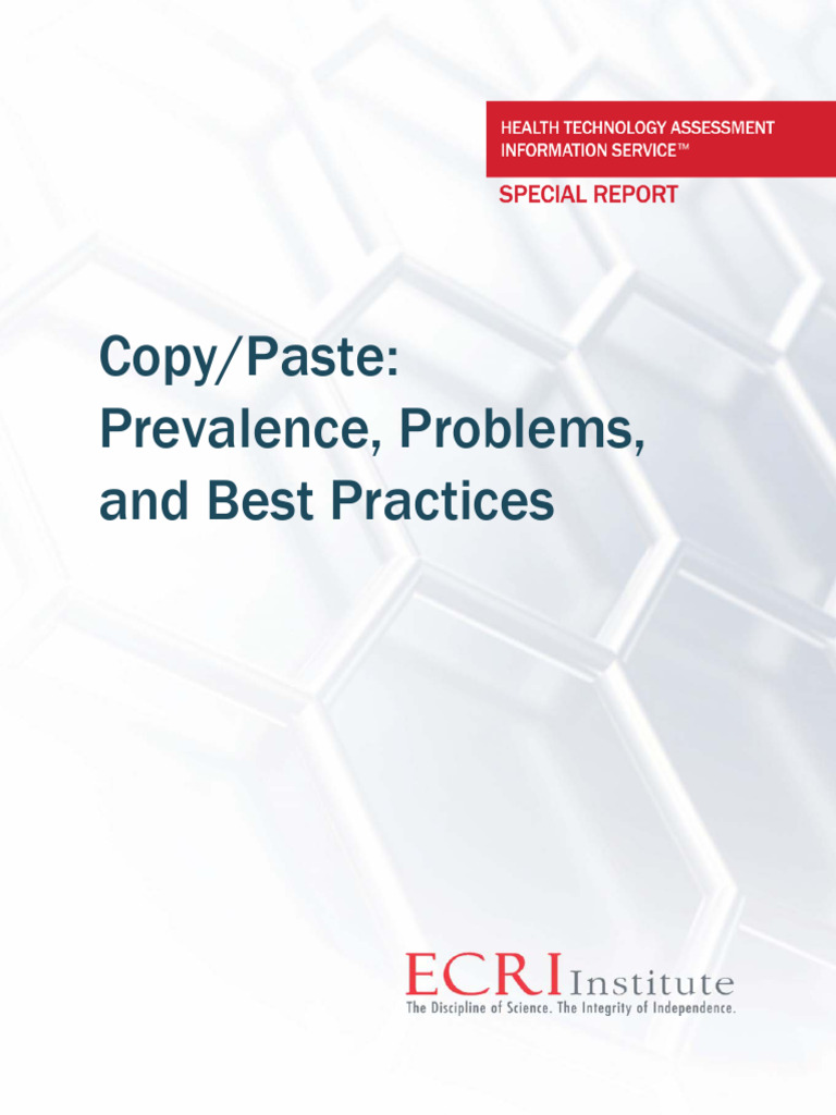 Copy/Paste in EHR: Risks & Solutions | PDF | Electronic Health Record ...