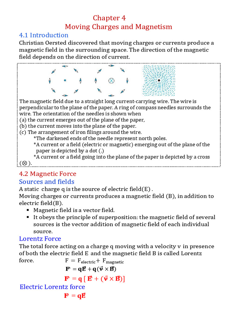 Moving Charges and Magnetic Fields Explained | PDF | Magnetic Field | Force