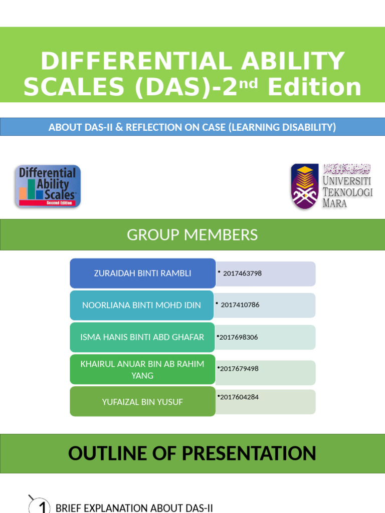 DAS-II Cognitive Assessment Overview | PDF | Learning Disability ...