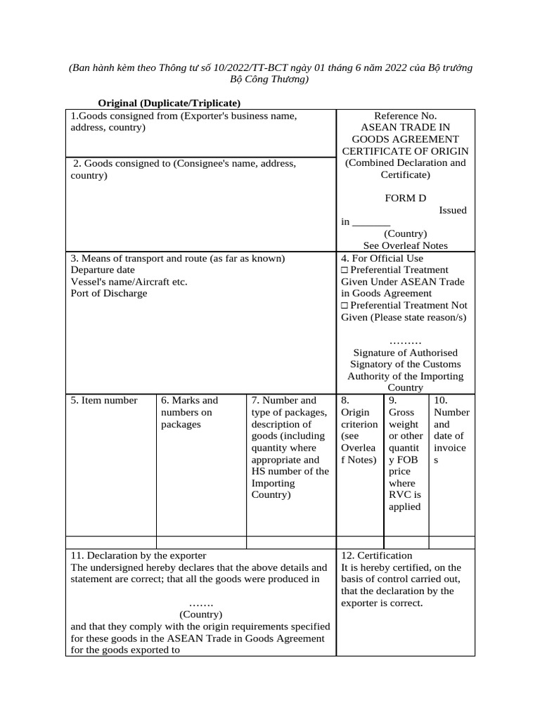 ASEAN Certificate of Origin Guide | PDF | Vietnam