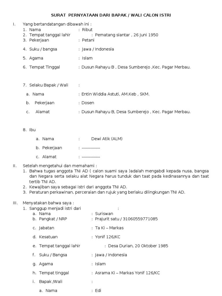 Contoh Surat Nikah Siri Palsu