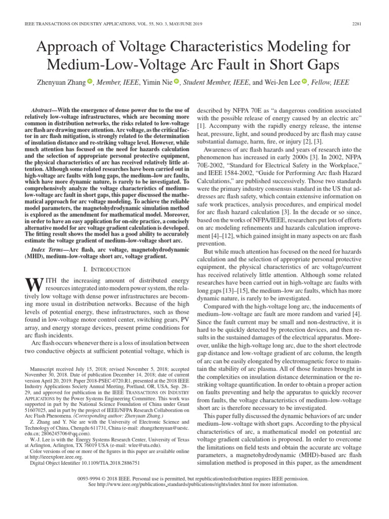 Modeling Voltage in Medium-Low Arc Faults | PDF | Electric Arc | High ...