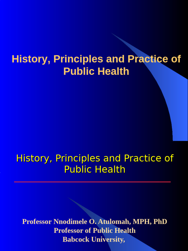 Public Health: History and Principles | PDF | Public Health ...