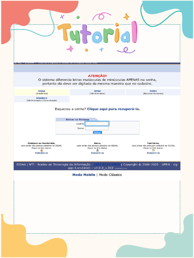 Tutorial para Inscrição No Sigaa | PDF