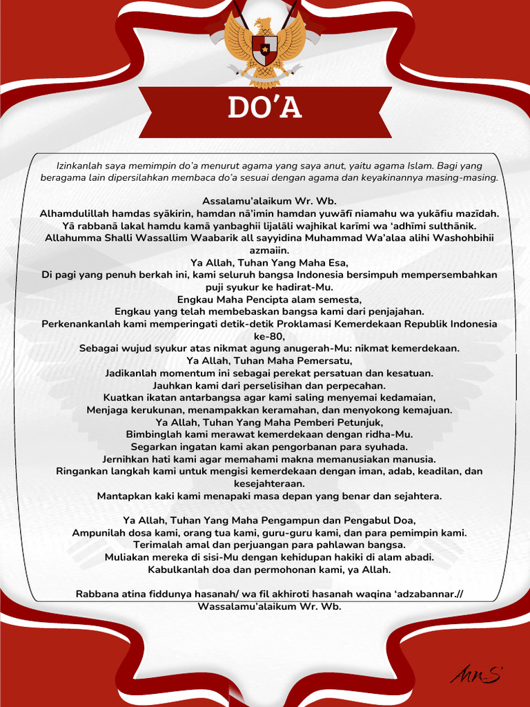 Doa Peringatan HUT RI ke-80 | PDF