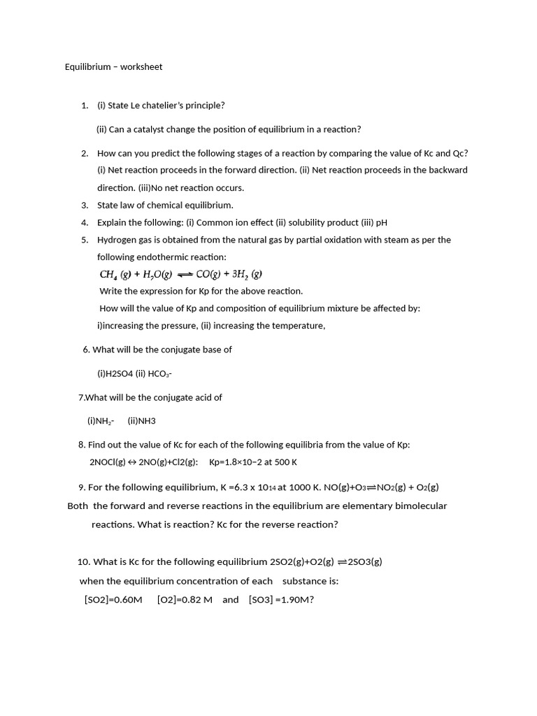 Equilibrium WS | PDF