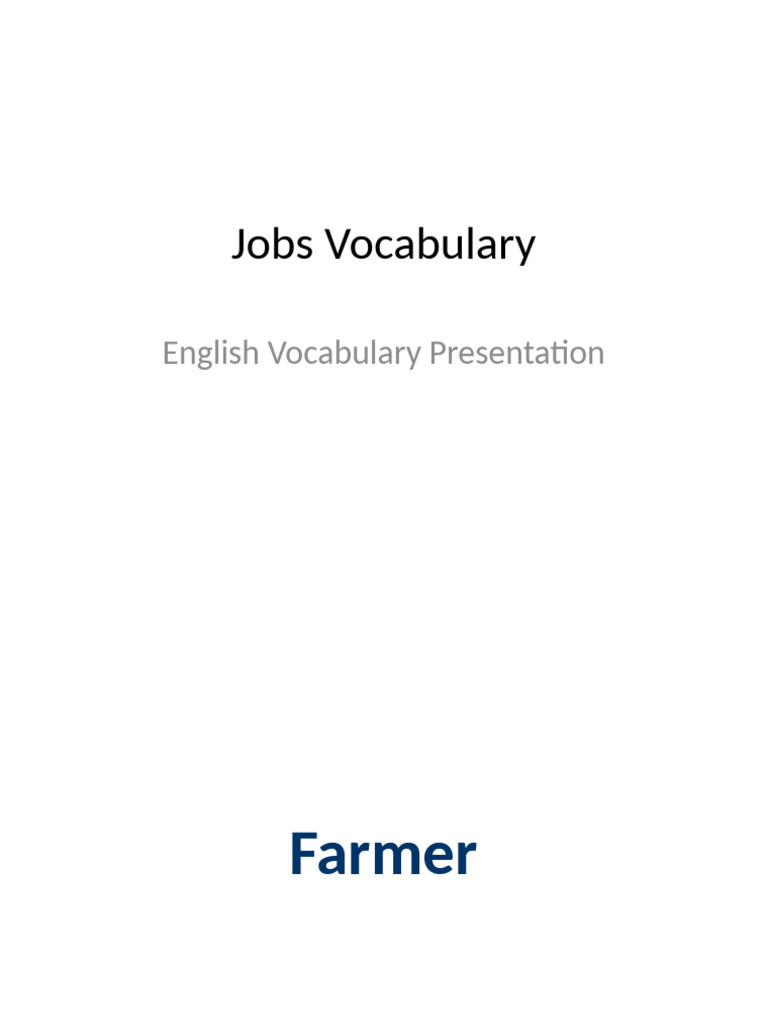 Jobs Vocabulary | PDF