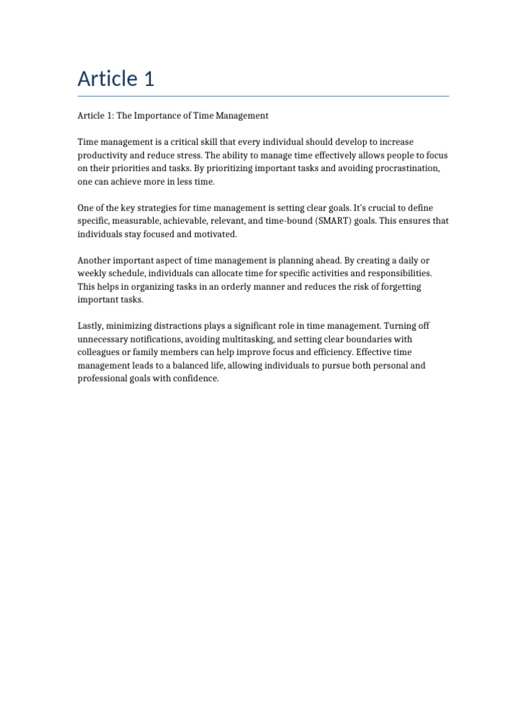 Mastering Time Management Skills | PDF
