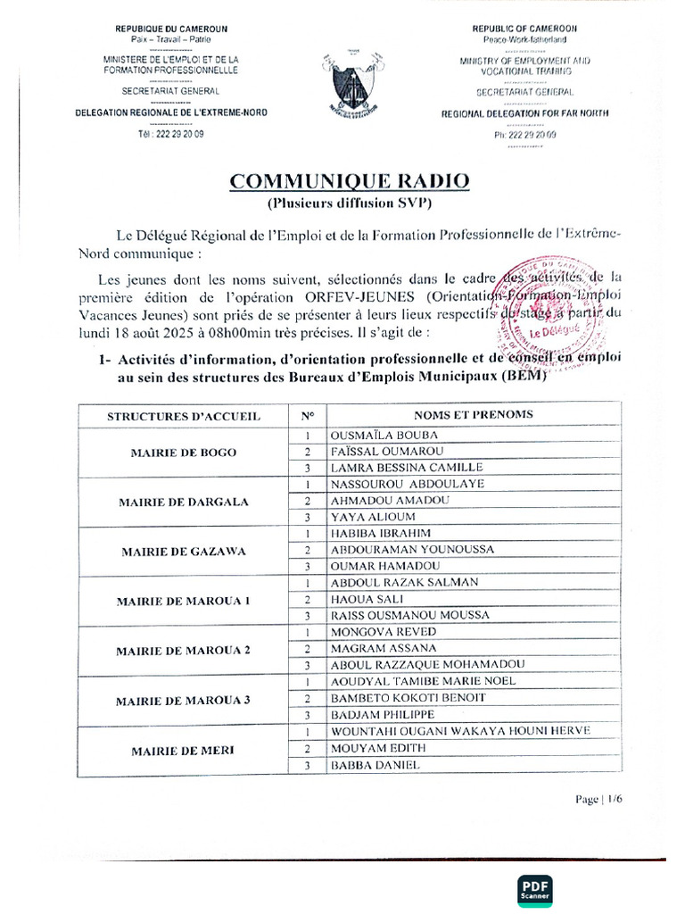 Résultats Orfev-Jeunes Extrême Nord | PDF