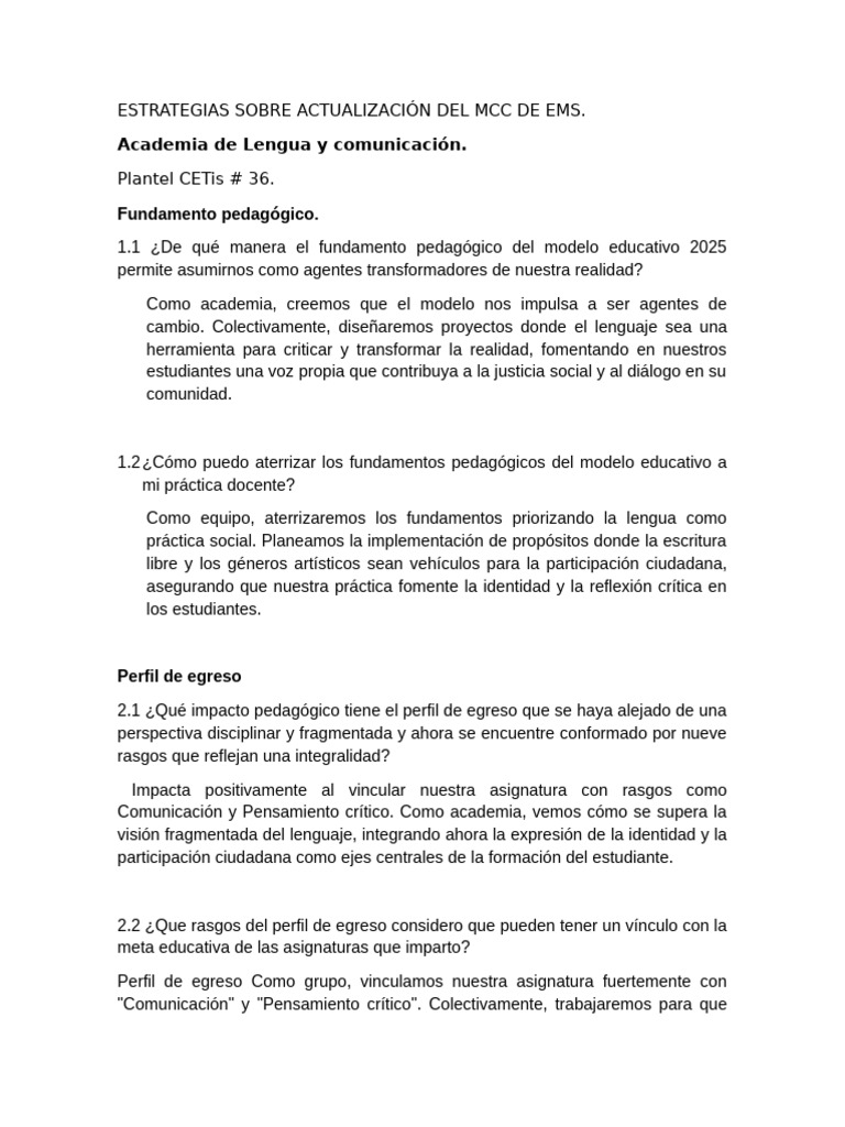 Fundamentos del Modelo Educativo 2025 | PDF | Plan de estudios ...
