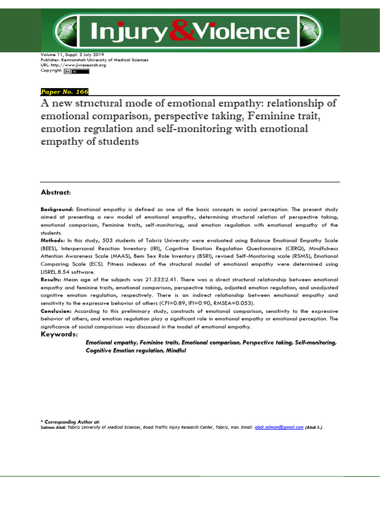 Emotional Empathy Model in Students | PDF | Empathy | Emotions