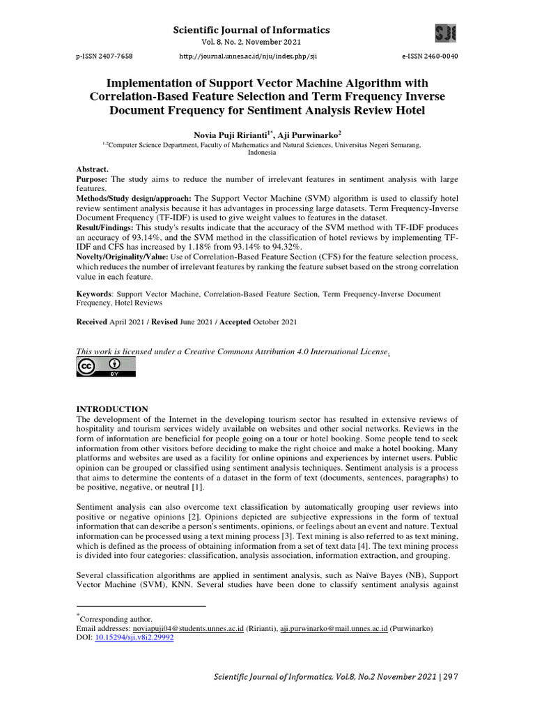 SVM for Hotel Review Sentiment Analysis | PDF | Information Science ...