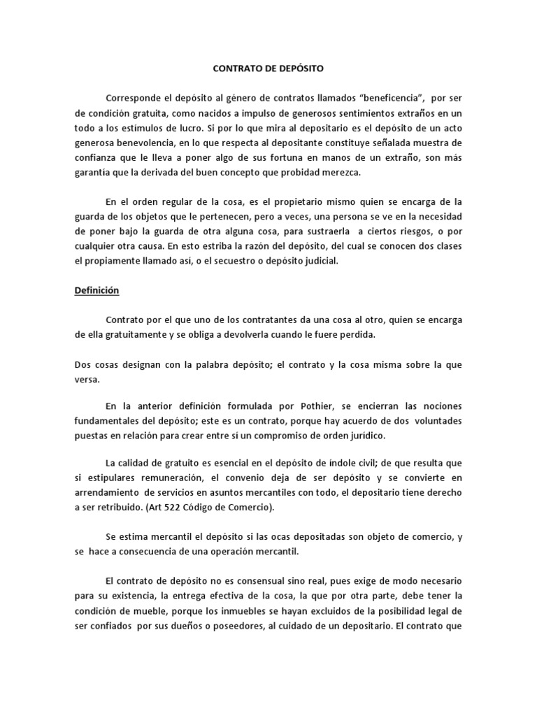 Contrato de depósito