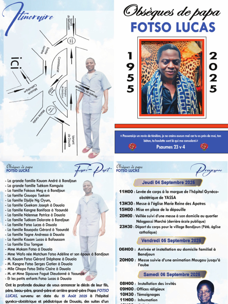 Programme Des Obsèques de Papa FOTSO LUCAS | PDF