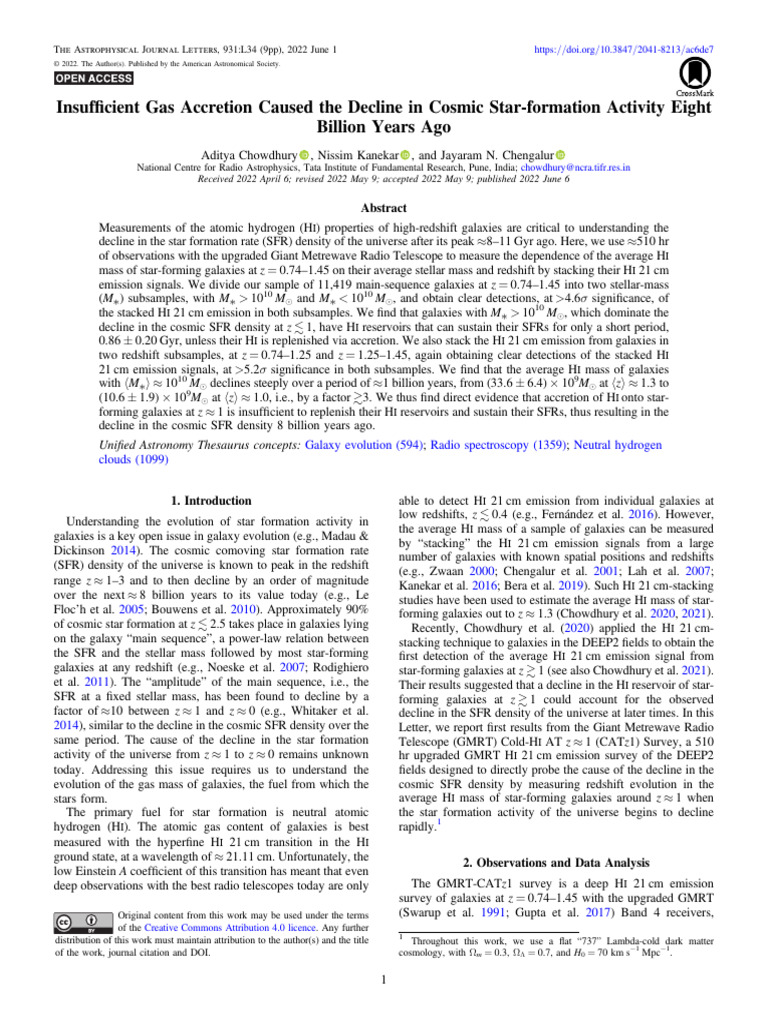 HI Accretion and Cosmic Star Formation Decline | PDF | Star Formation ...