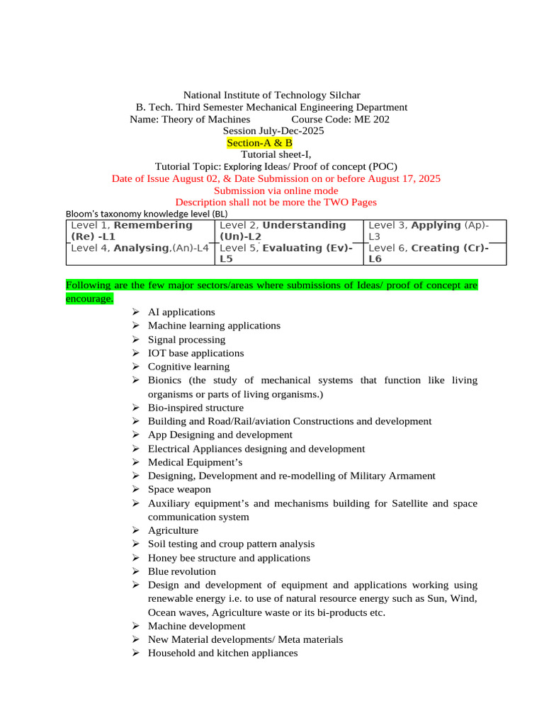 Mechanical Engineering POC Submission Guide | PDF | Engineering