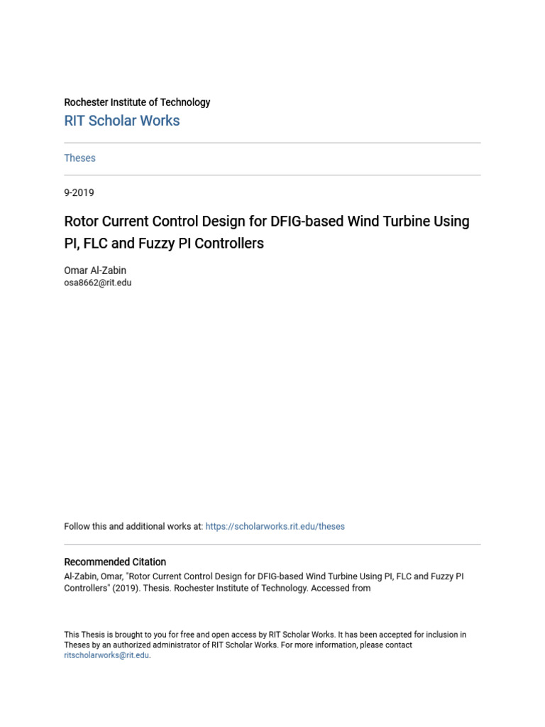 DFIG Wind Turbine Control Design | PDF | Wind Power | Electricity ...