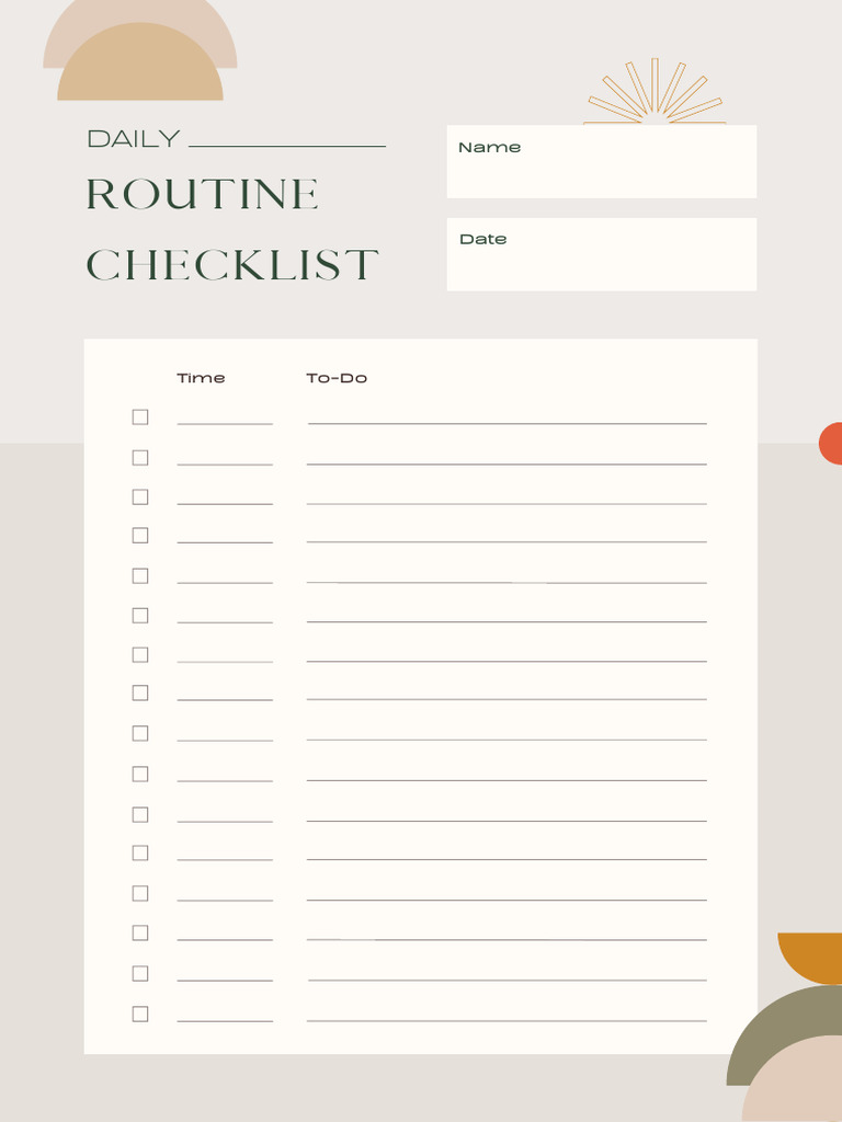 Geometric Neutral To-Do Daily Routine Checklist | PDF