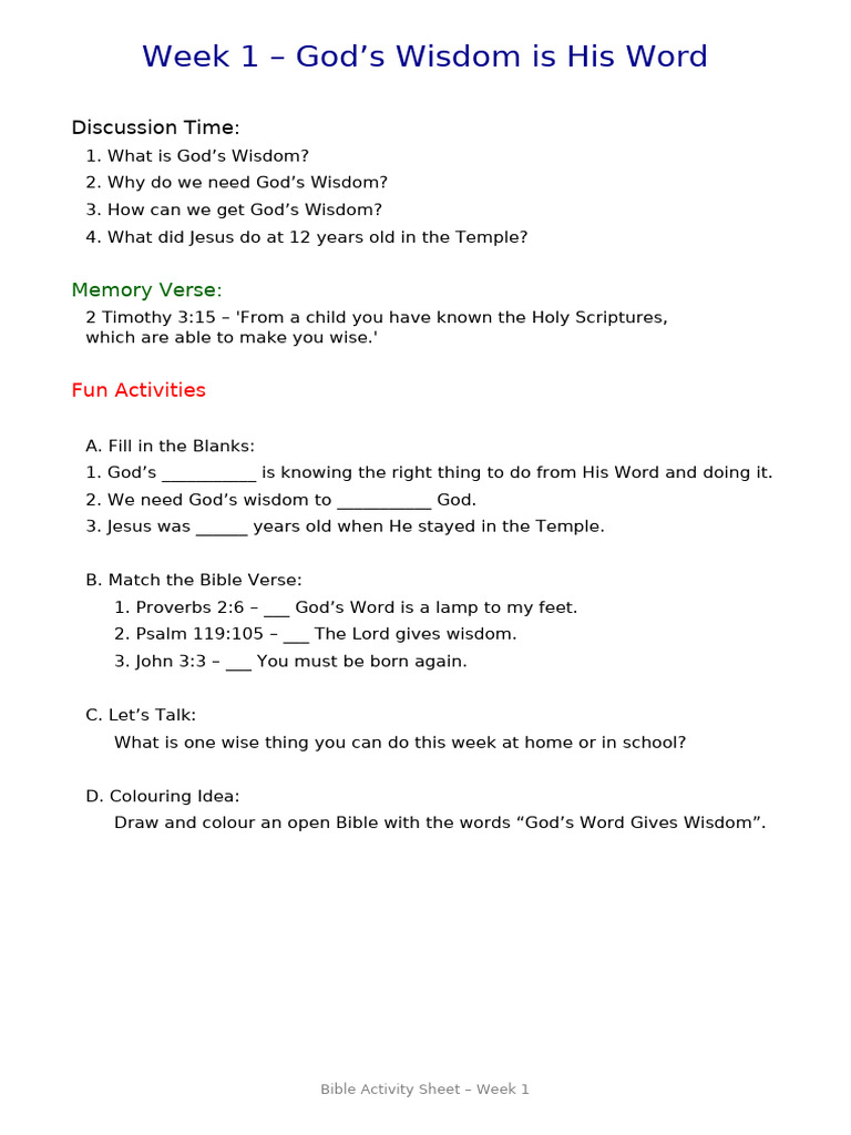 God's Wisdom: Understanding His Word | PDF